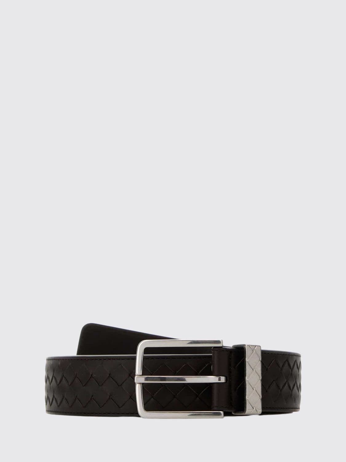 Bottega Veneta Woven Calfskin Leather Belt with Pin Buckle