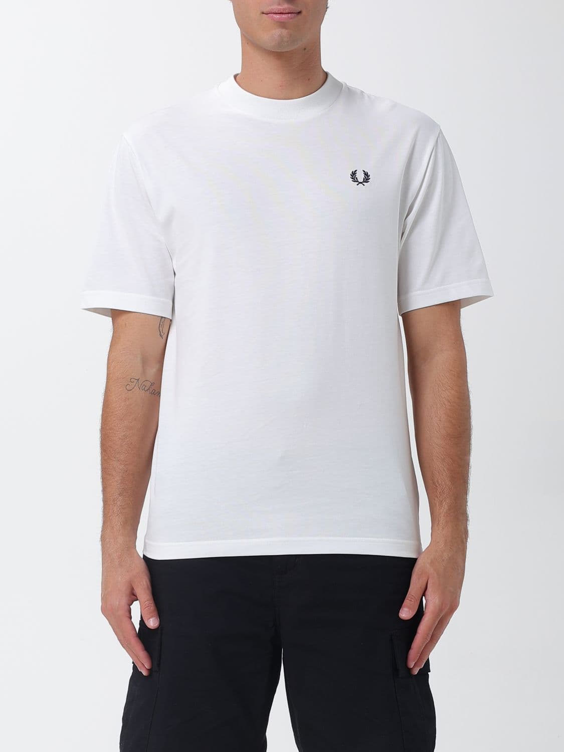Fred Perry Slim Fit Crew-Neck Cotton T-Shirt with Contrast Logo