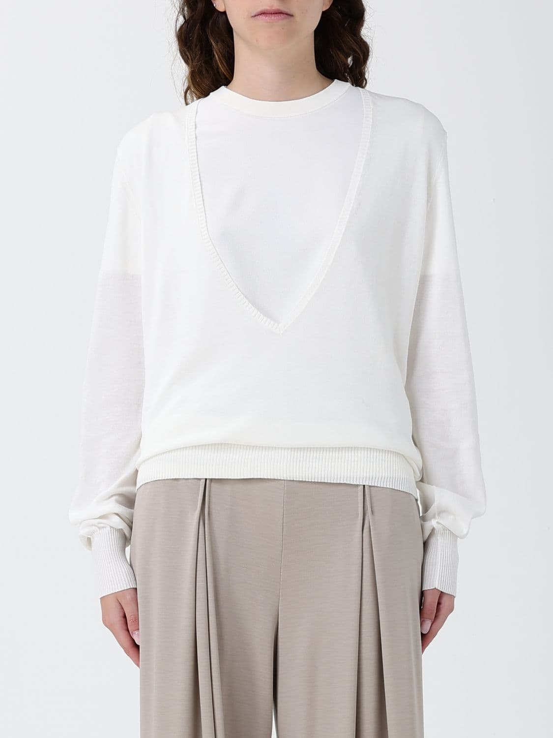 Paloma Wool V-Neck Wool Jumper With Long Sleeves and Ribbed Trims