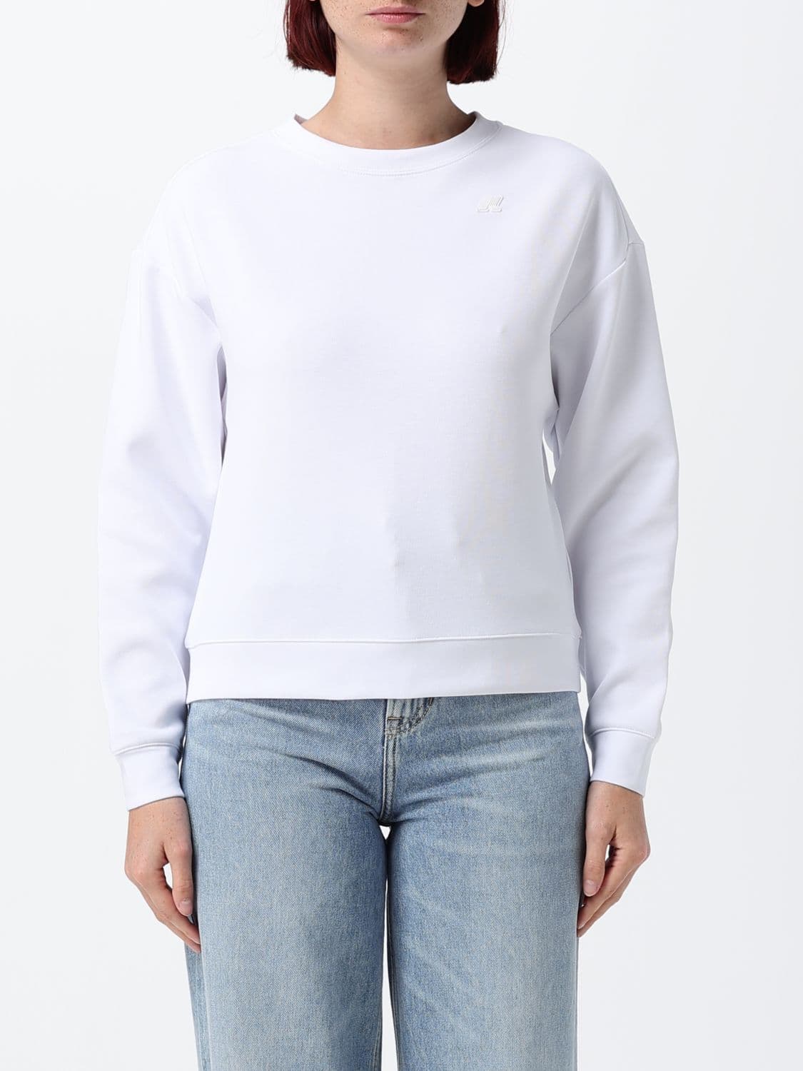 K-Way Slim Fit Interlock Fabric Crewneck Sweatshirt with Tone-on-Tone Logo