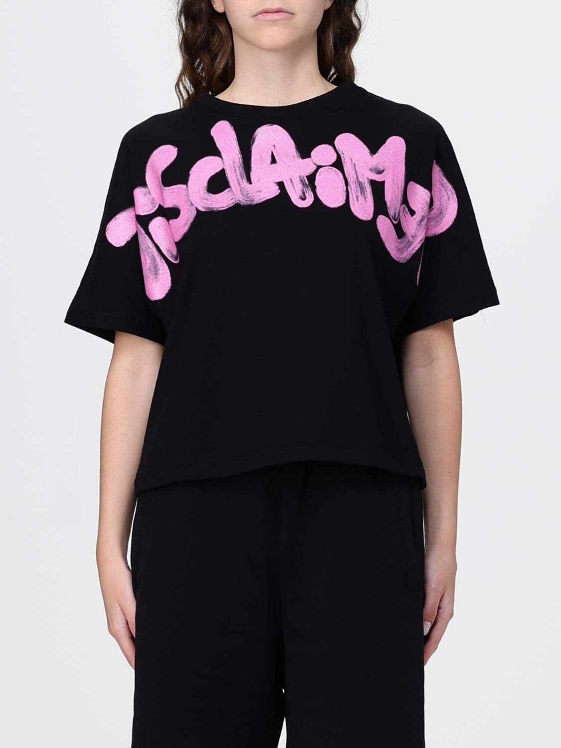 Disclaimer Relaxed Fit Cotton T-Shirt with Printed Logo and Crew Neck