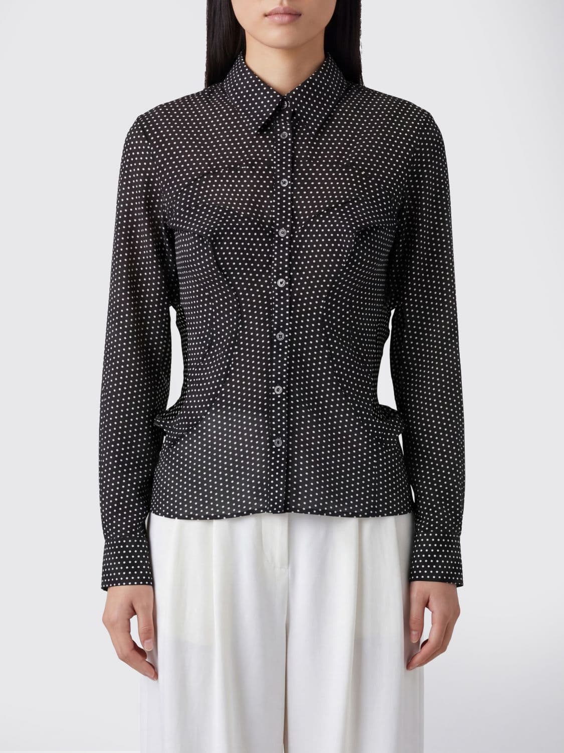 Junya Watanabe Polka Dot Print Slim Fit Jersey Shirt