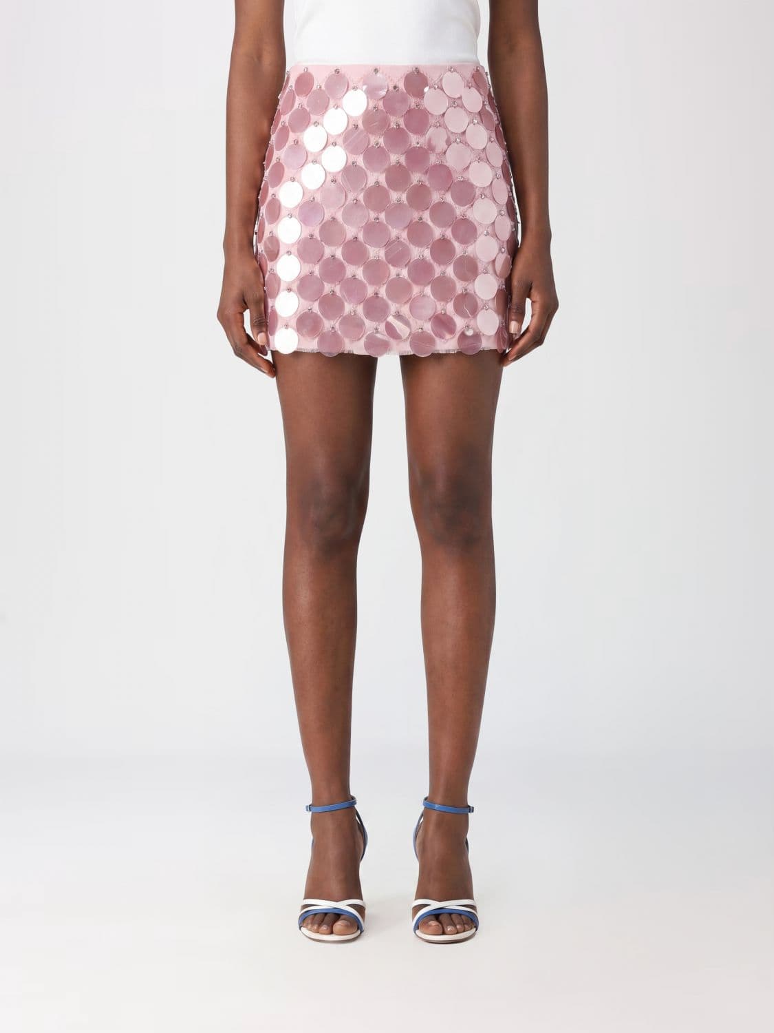 Des Phemmes Cotton Pencil Mini Skirt with All-Over Sequin Embroidery · 42