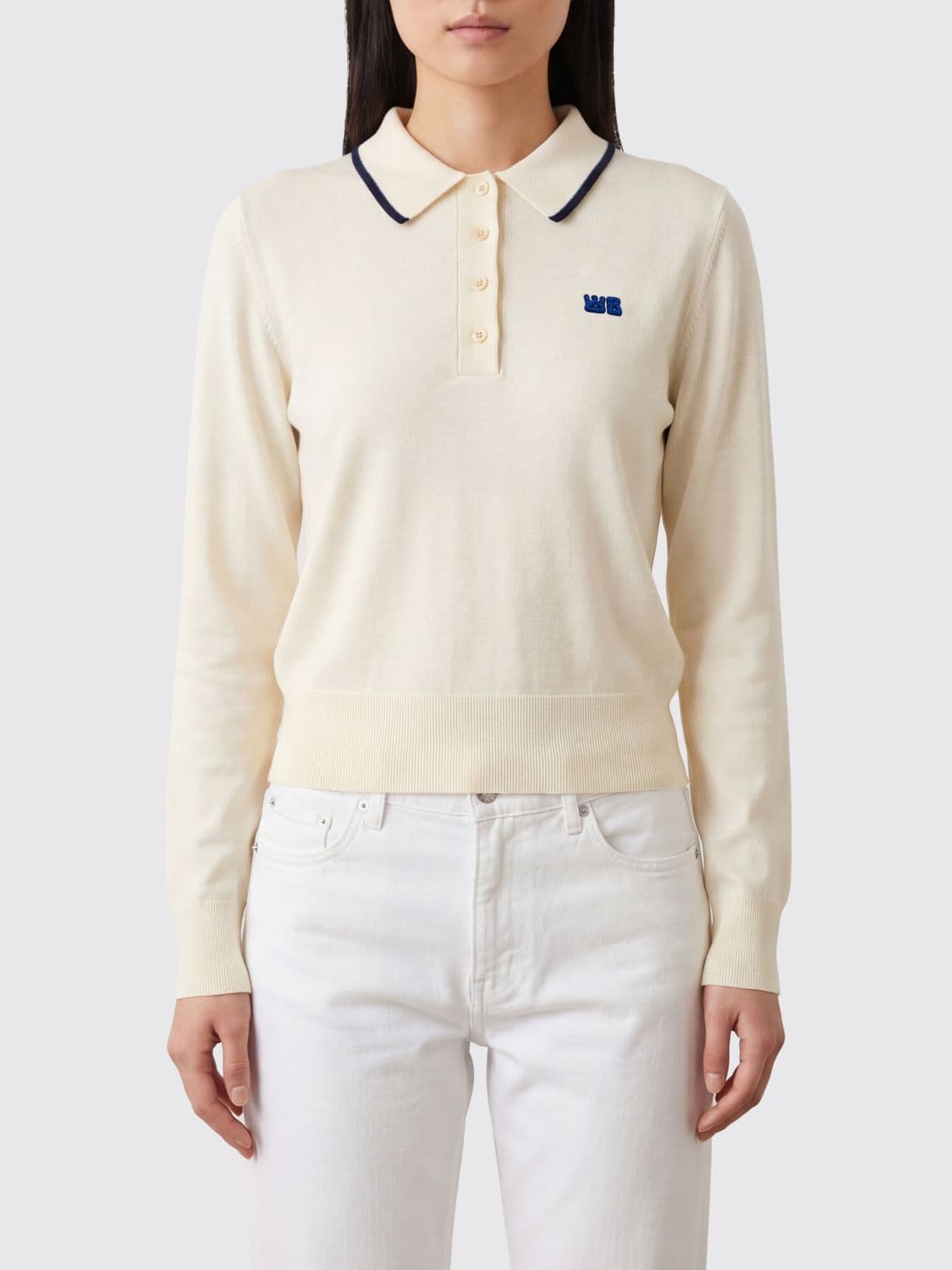 Wales Bonner Long-Sleeved Knitted Wool Polo Shirt with Contrast Trims