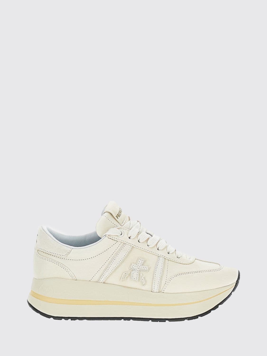 Premiata Bethcoin Platform Sneakers in Smooth and Suede Leather with Serrated Sole