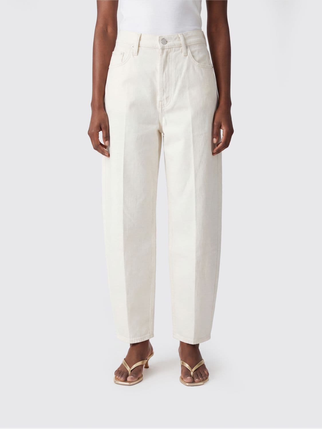 Mother High-Waisted Wide Leg Jeans in Cotton Denim with Five-Pocket Design