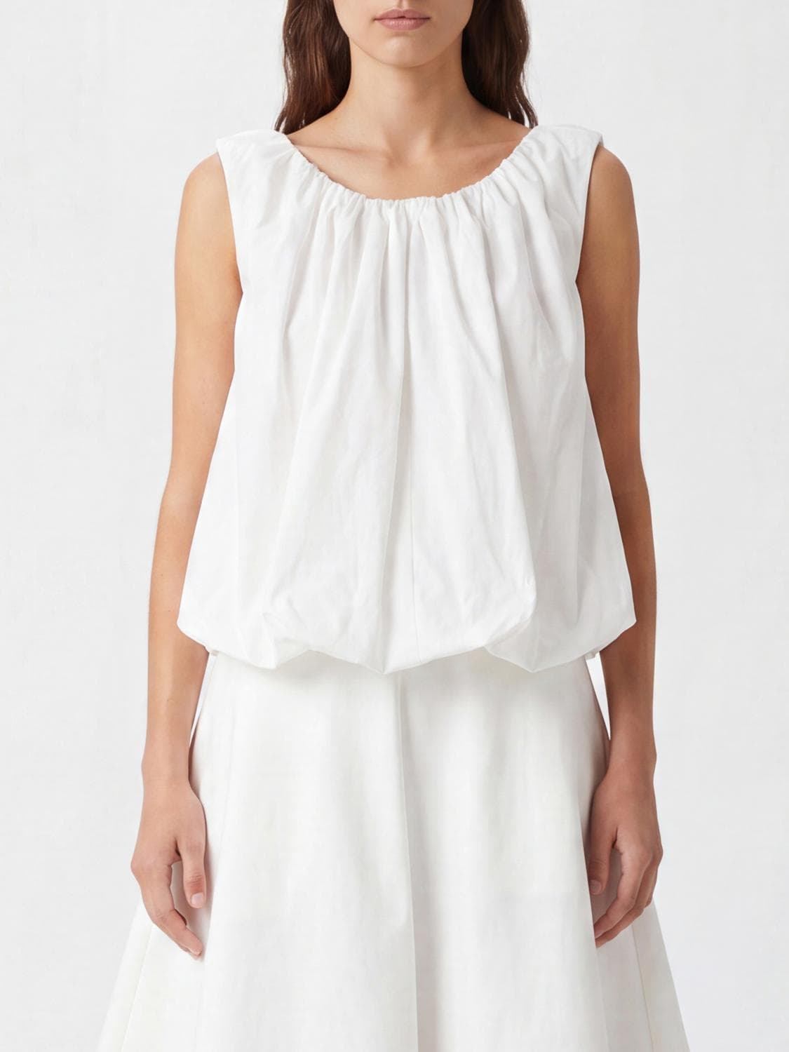 Jacquemus Draped Sleeveless Polyester Top with Round Neck