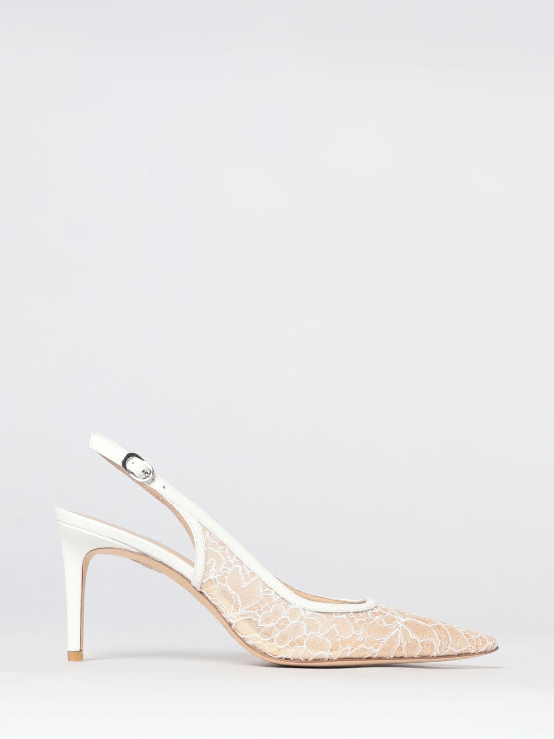 Stuart Weitzman Lace Slingback Pumps with Mid Stiletto Heel