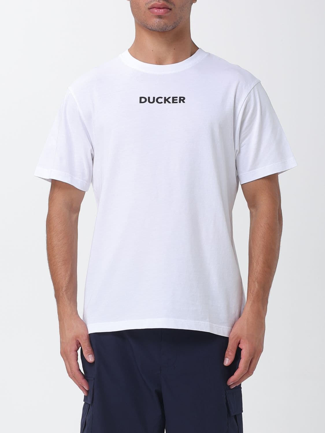 Save The Duck Cotton Crewneck T-shirt with Front Slogan Print by
