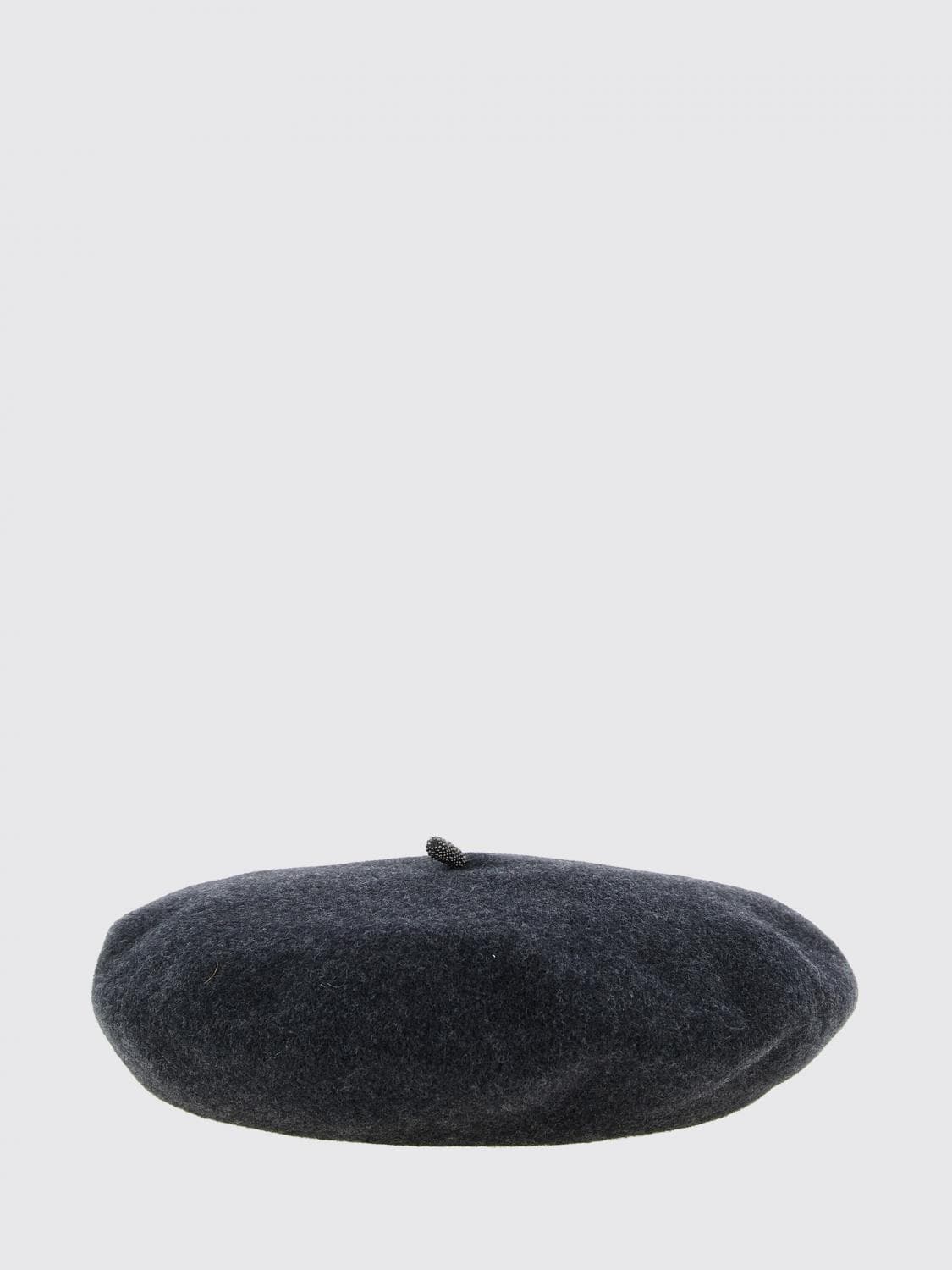 Brunello Cucinelli Wool Felt Beret with Monili Embellishment
