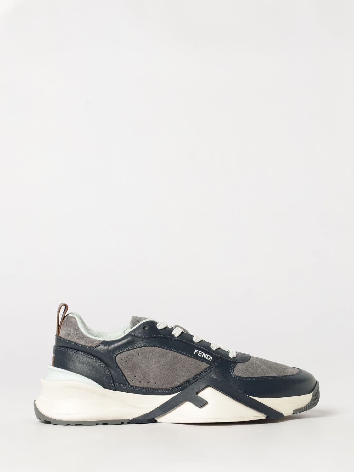 Fendi Flow Low-Top Sneakers in Suede and Smooth Calf Leather