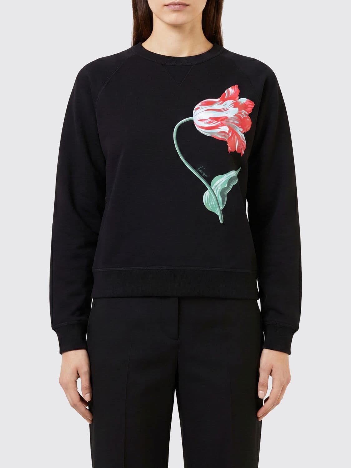 Kenzo Relaxed Fit Floral Print Crewneck Sweatshirt in Cotton