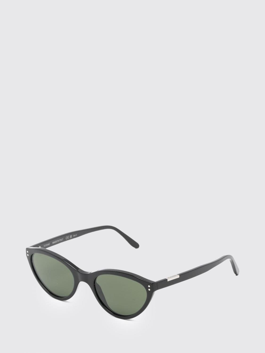 Toteme Cat-Eye Sunglasses in Black Acetate with Oval Shape and Engraved Logo
