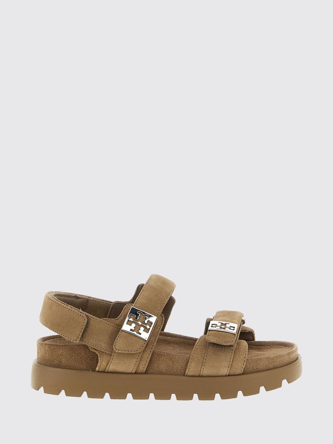 Tory Burch Mellow Suede Platform Sandals with Double T Logo
