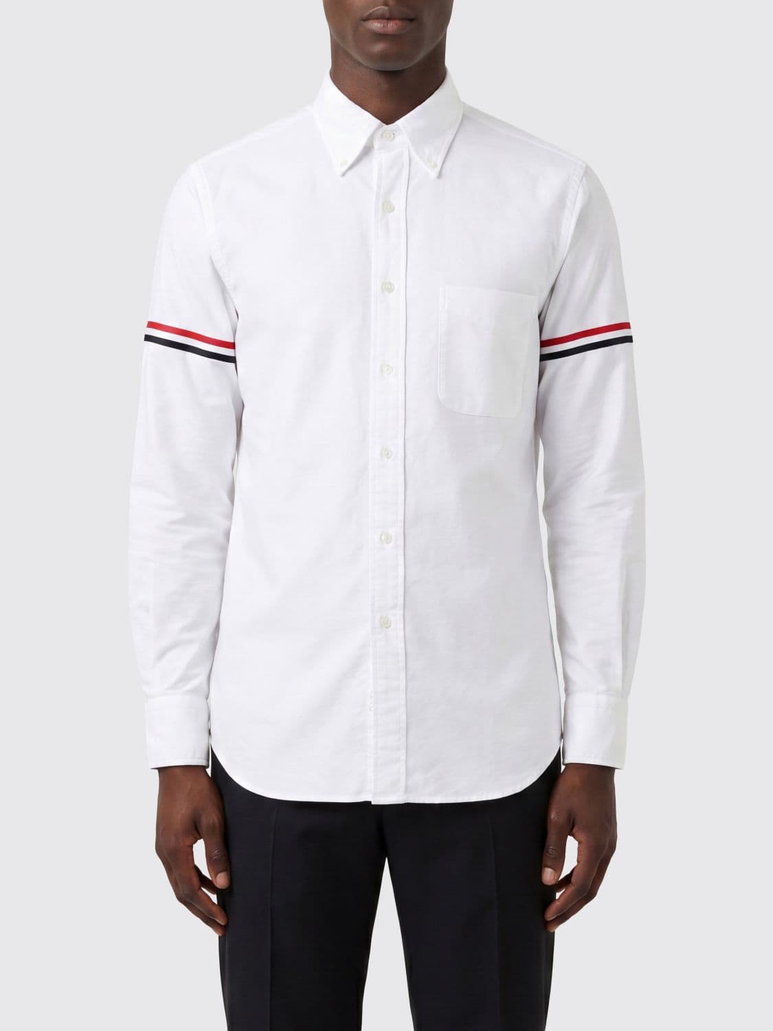 Thom Browne Slim Fit Cotton Poplin Shirt with Button-Down Collar
