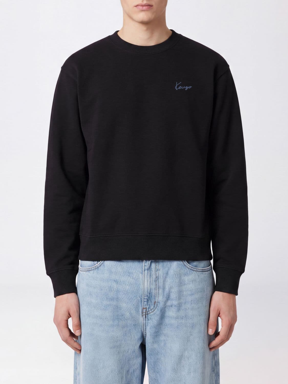 Kenzo Crewneck Cotton Sweatshirt with Contrast Logo Print on the Chest