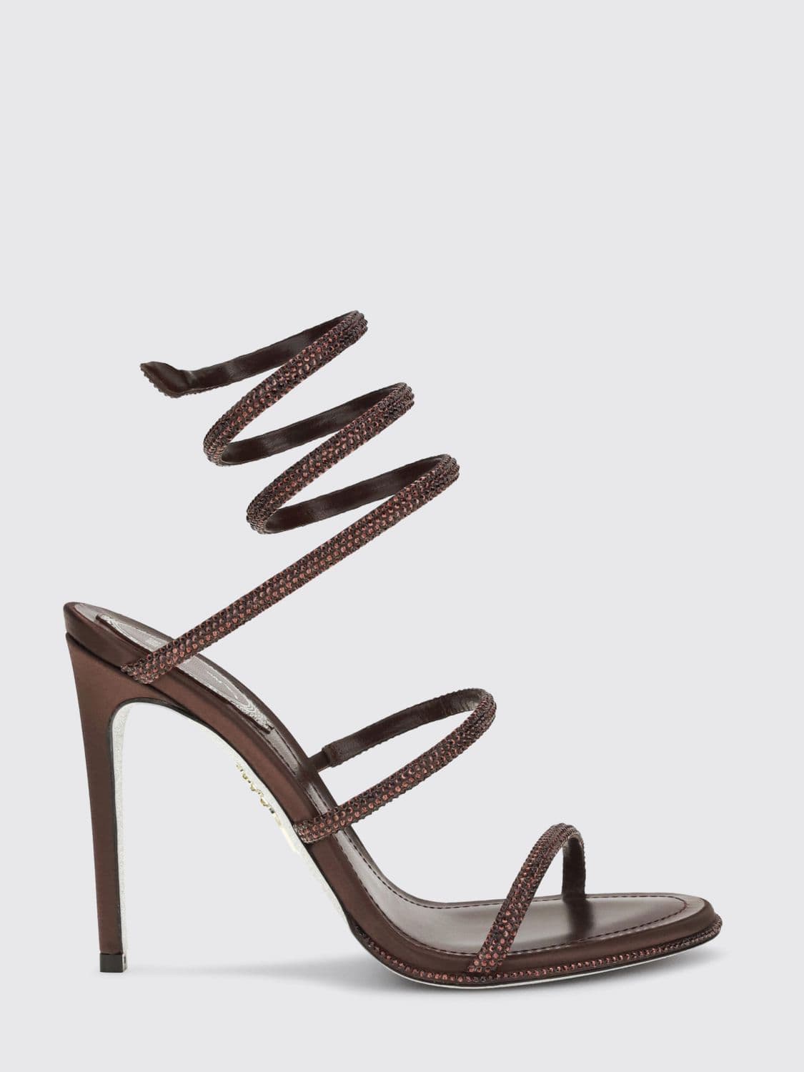 Rene Caovilla Cleo Crystal-Embellished Spiral Strap High-Heeled Sandals