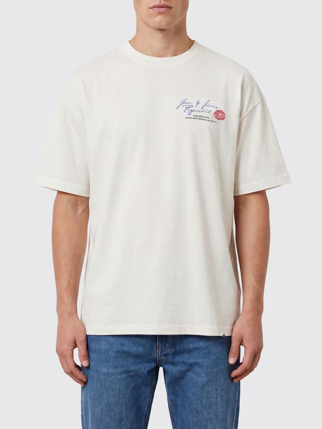Represent Logo Cotton T-shirt with Dropped Shoulders