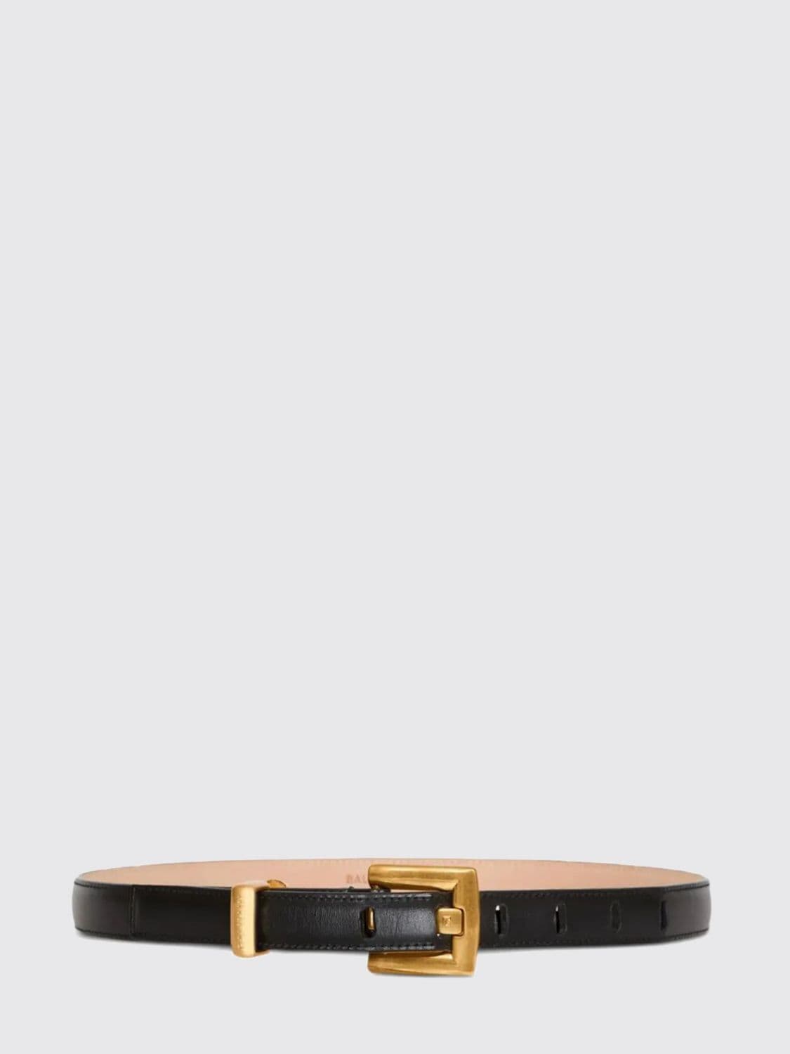 Balmain Anthem Slim Calfskin Leather Belt with Monogram Buckle