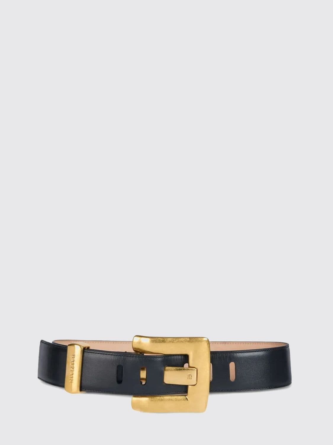 Balmain Anthem High-Waist Smooth Calfskin Belt with Monogram Buckle