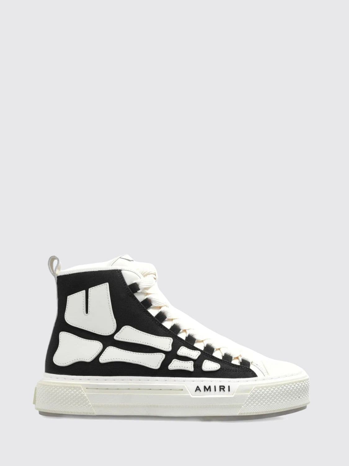 Amiri Skel High-Top Trainers in Canvas and Leather with Two-Tone Abstract Pattern