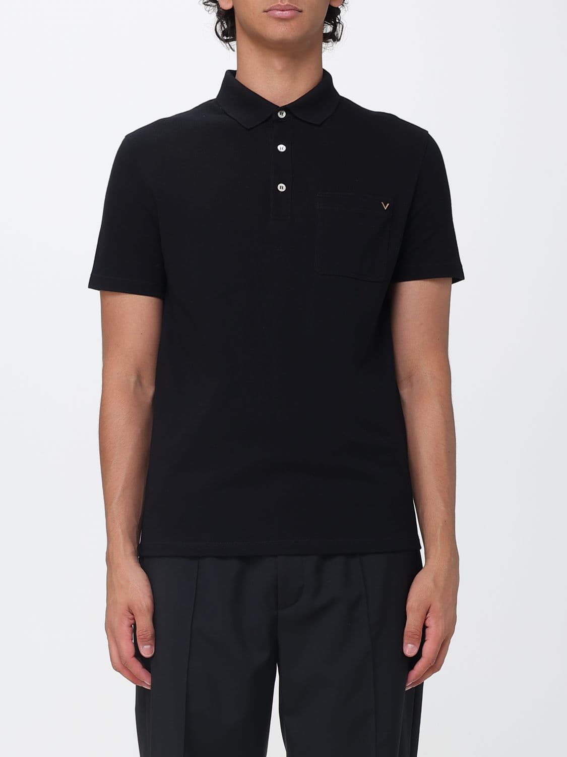 Valentino Garavani Cotton Polo Shirt with VLogo Signature and Patch Pocket