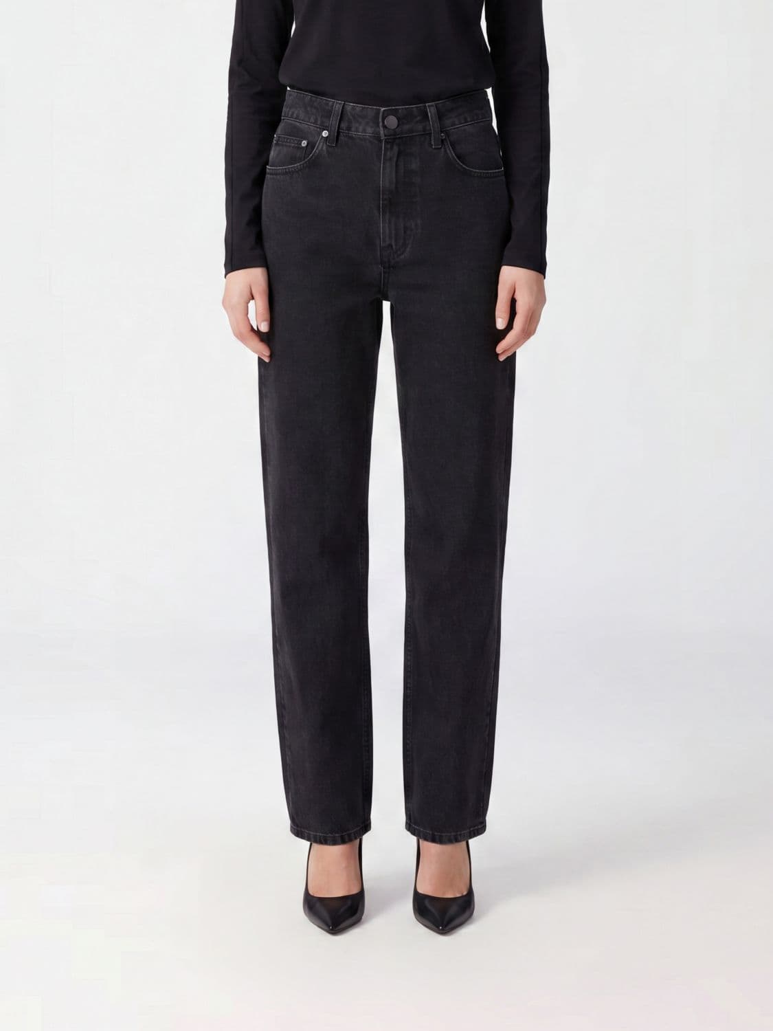 Anine Bing Hugh High-Waisted Straight-Leg Jeans in Recycled Denim