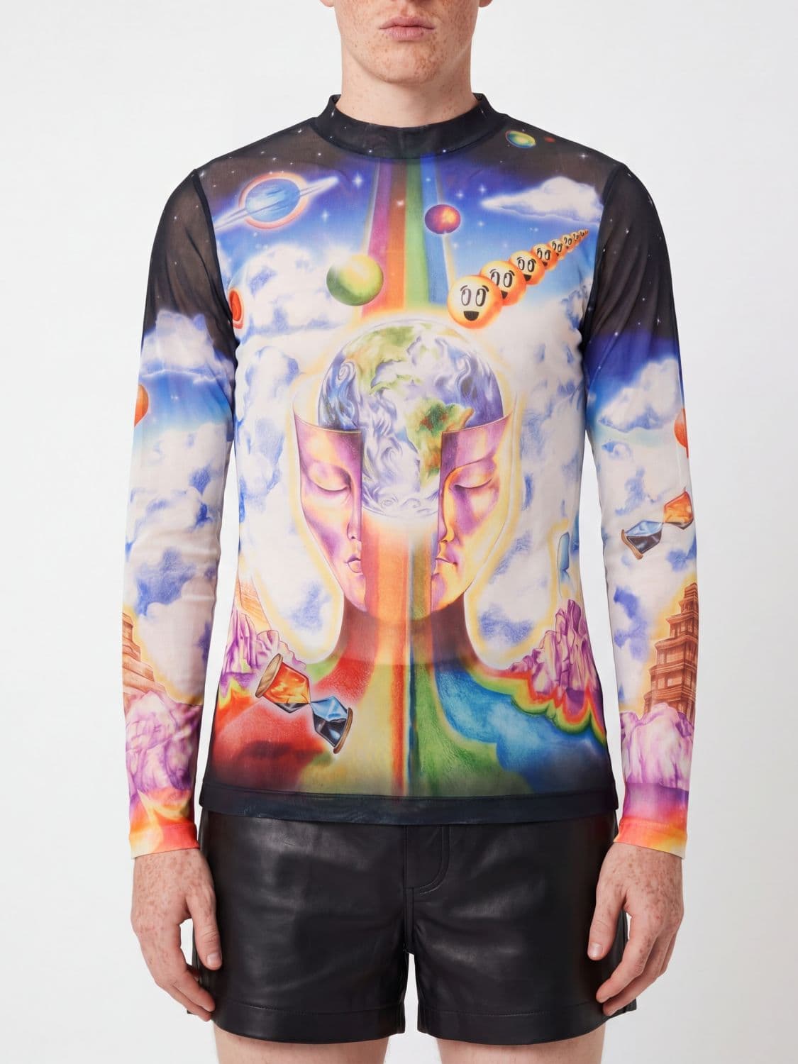 Casablanca Slim Fit Long-Sleeved Graphic Print Jersey Top