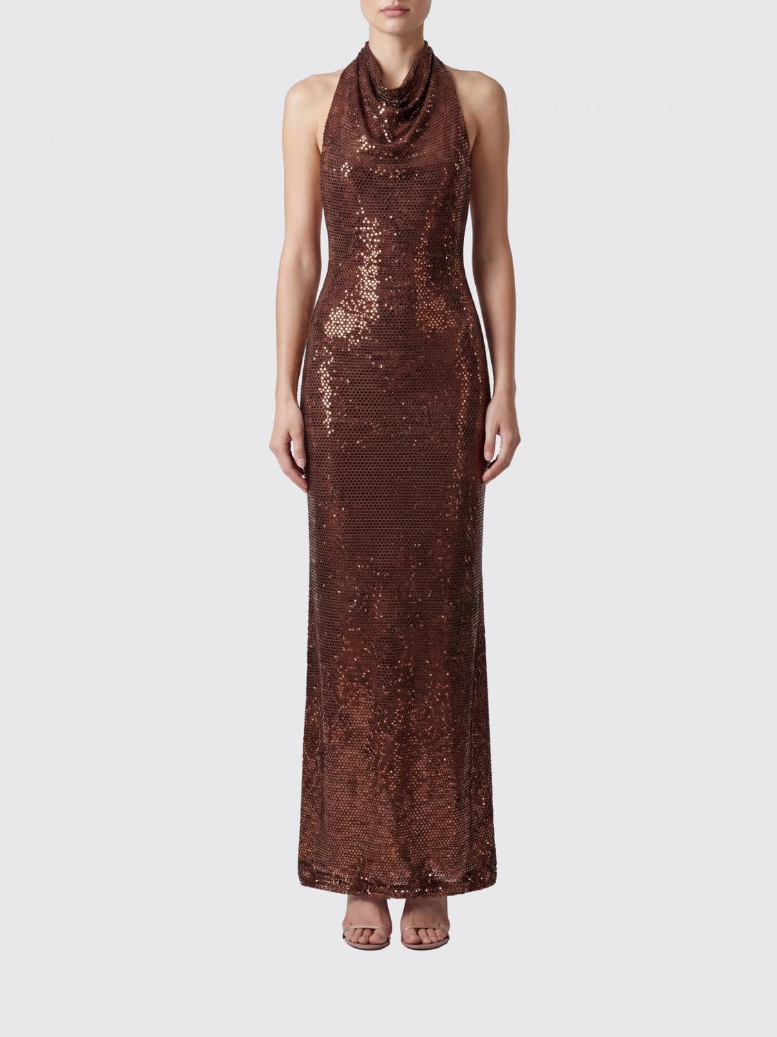 Self-Portrait Rhinestone-Embellished Halterneck Long Evening Gown