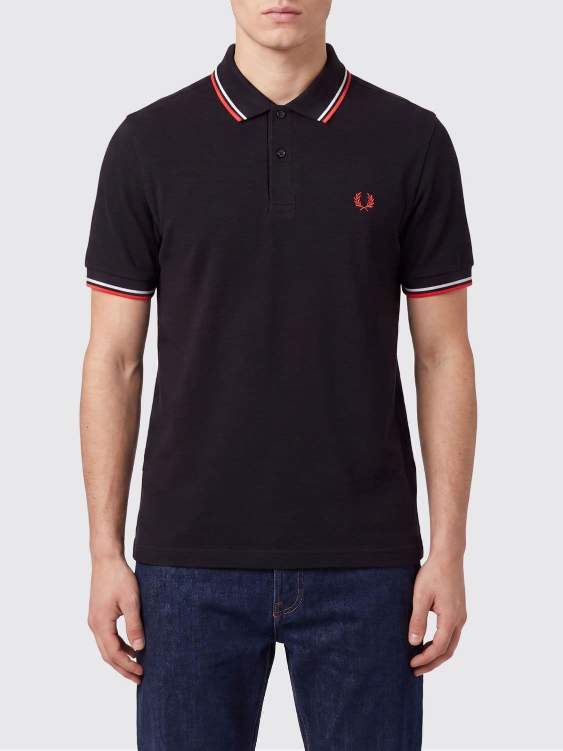 Fred Perry Cotton Polo Shirt with Contrast Tipping and Embroidered Logo