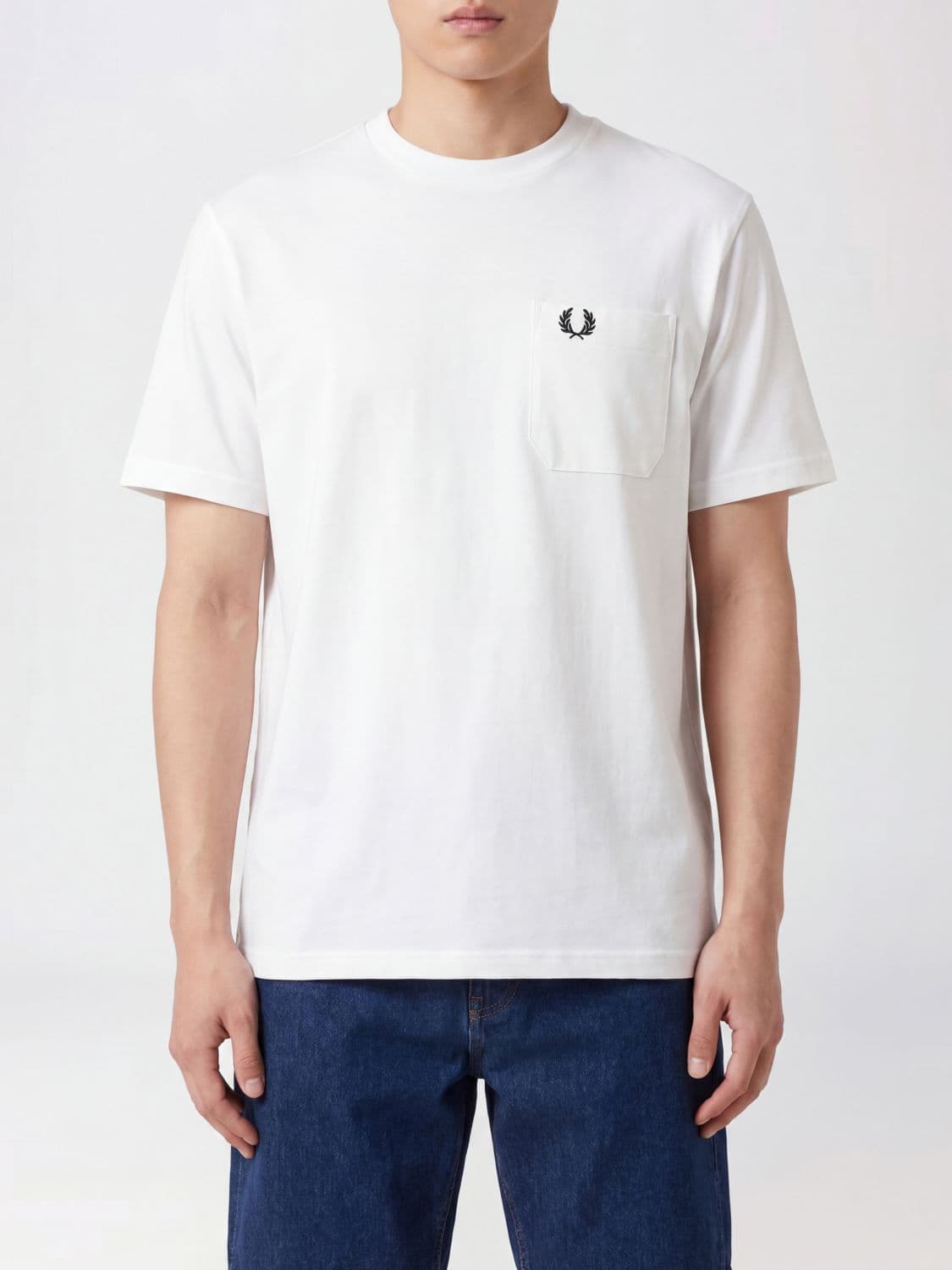 Fred Perry Cotton T-Shirt with Patch Pocket and Embroidered Logo