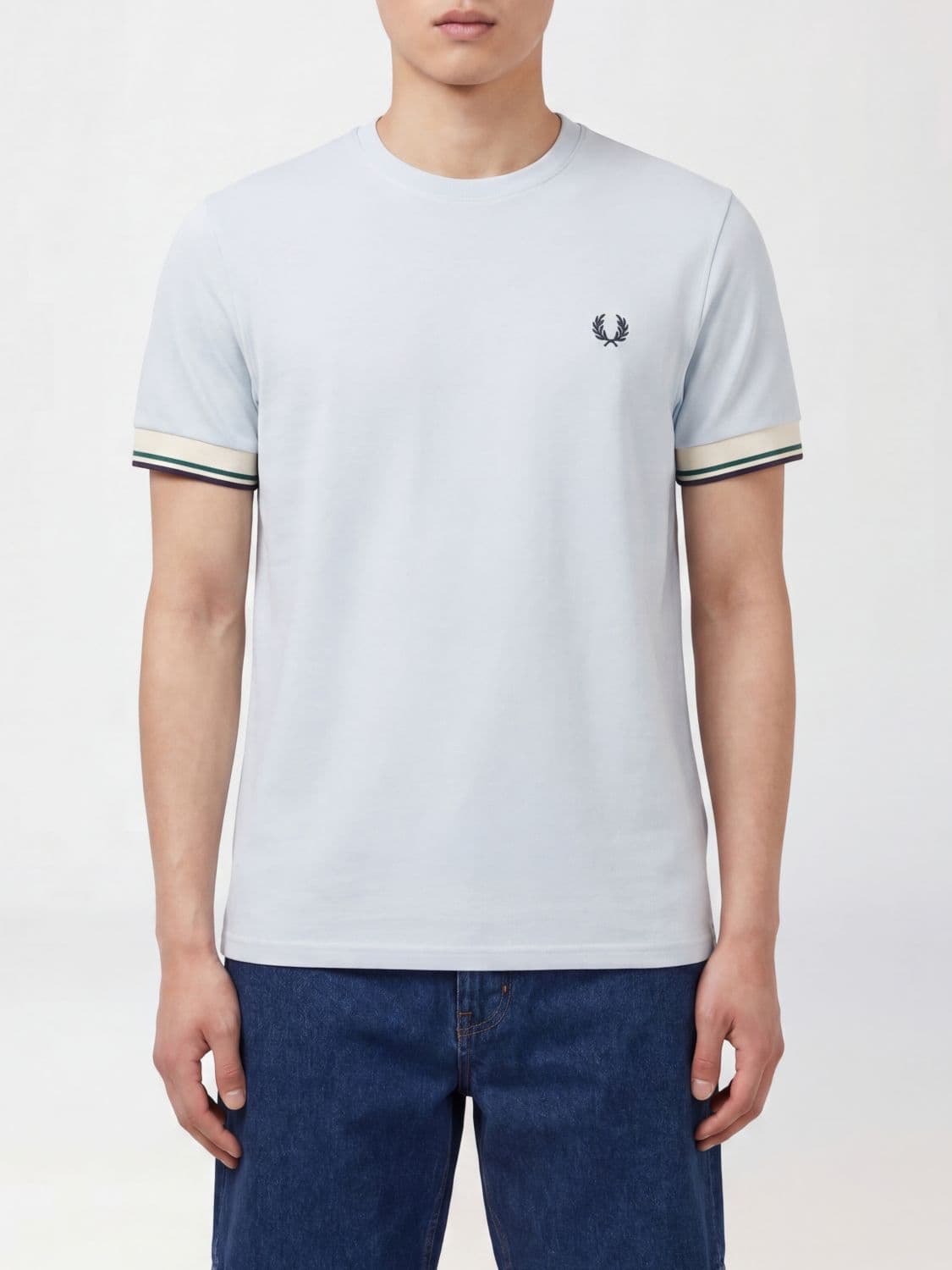 Fred Perry Slim Fit Cotton T-Shirt with Contrast Tipping and Logo