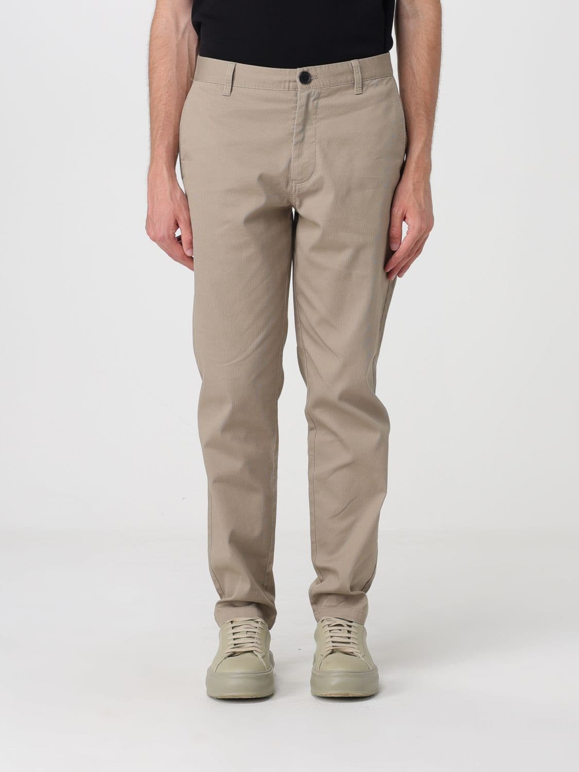 Armani Exchange Stretch Cotton Chino Trousers with Zip and Button Closure