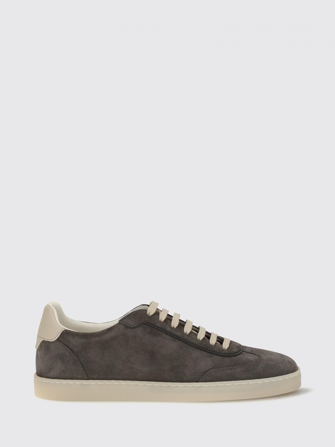 Brunello Cucinelli Low-Top Suede Calfskin Trainers with Laminated Logo · 45