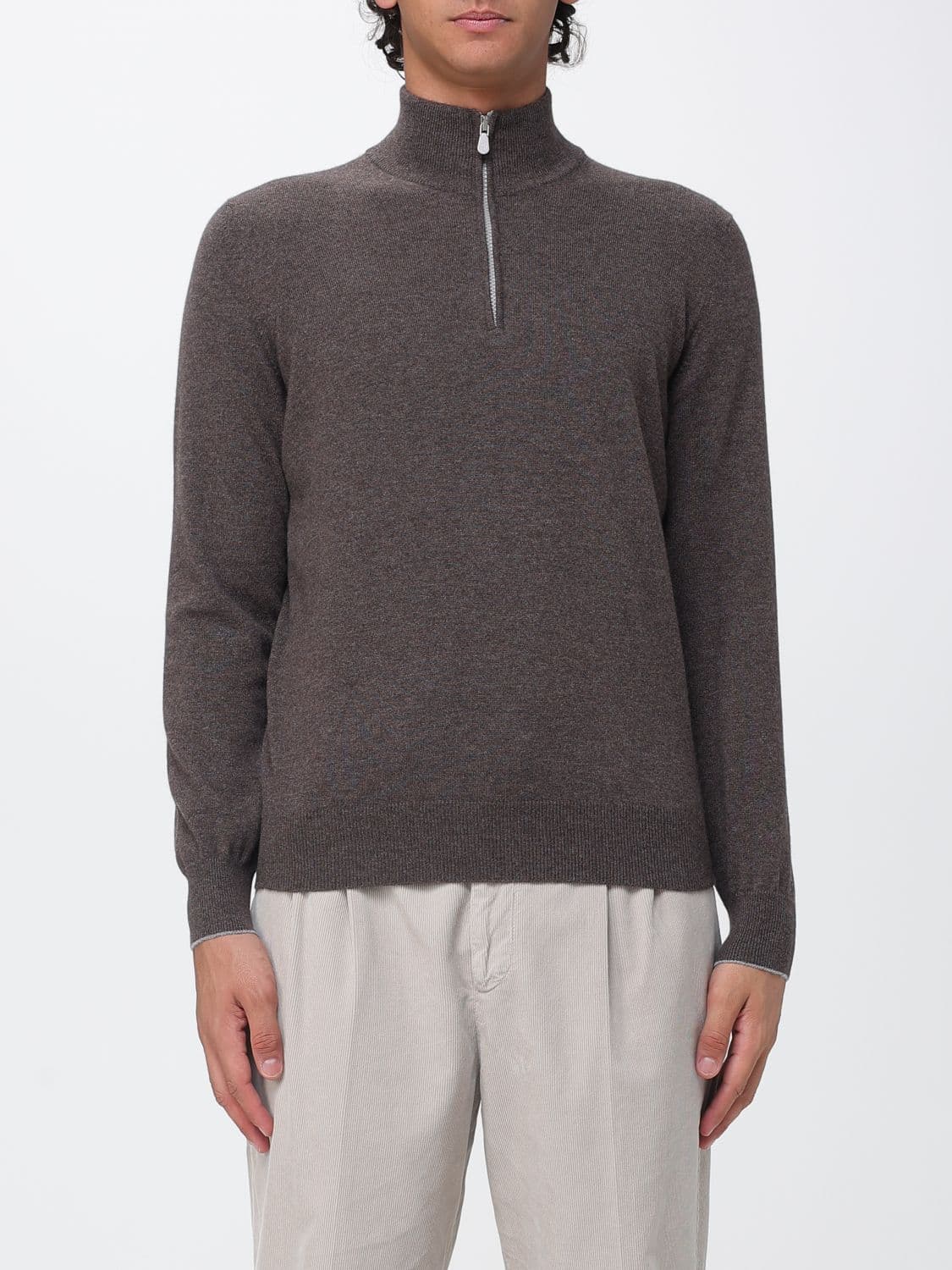 Brunello Cucinelli Slim Fit Half-Zip Cashmere Turtleneck Jumper