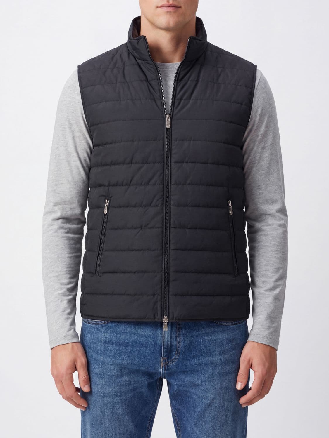 Brunello Cucinelli Quilted and Padded Gilet in Nylon with a High Neck