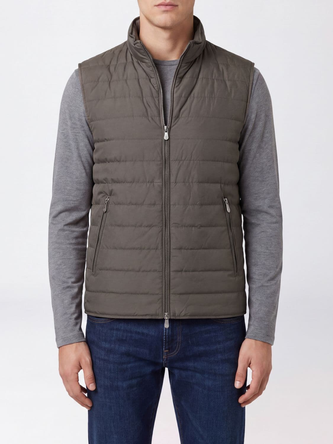 Brunello Cucinelli Quilted and Padded Gilet in Nylon with a High Neck