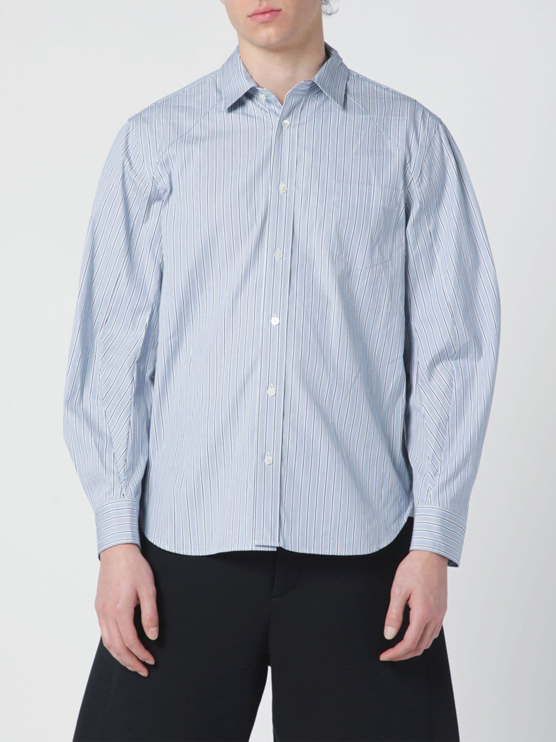 Sacai Striped Cotton Shirt with Balloon Sleeves