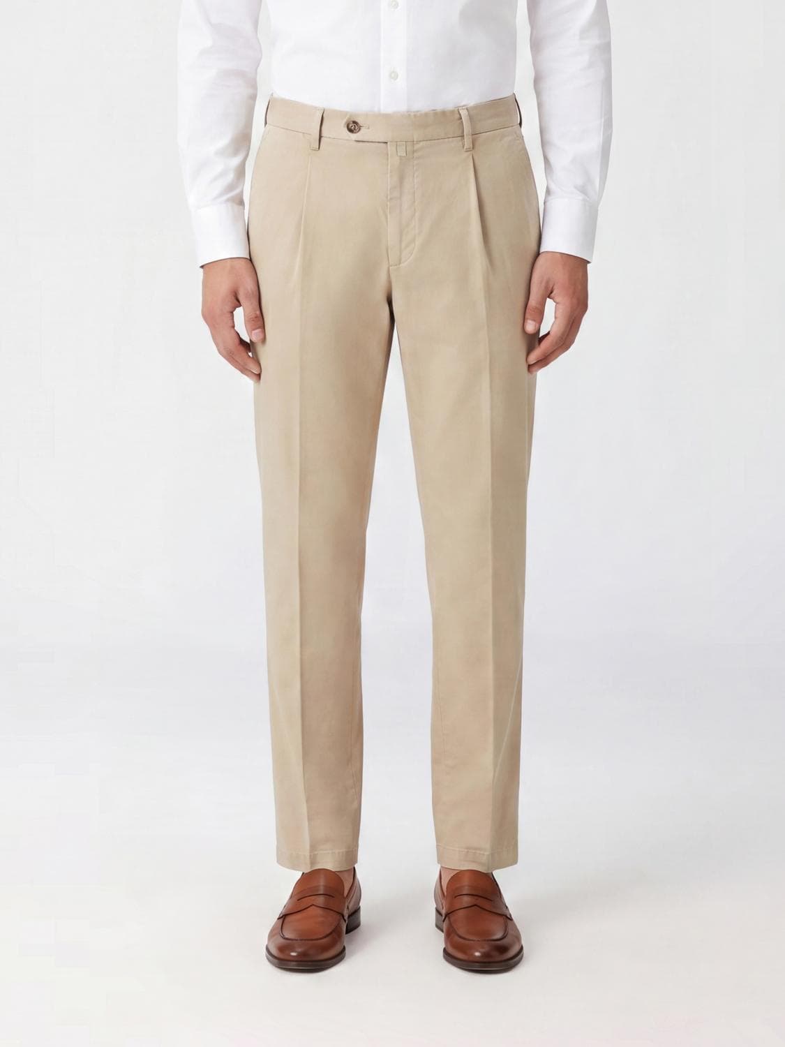 Briglia 1949 Slim Fit Tailored Trousers in a Cotton and Linen Blend with Slant Pockets · 54