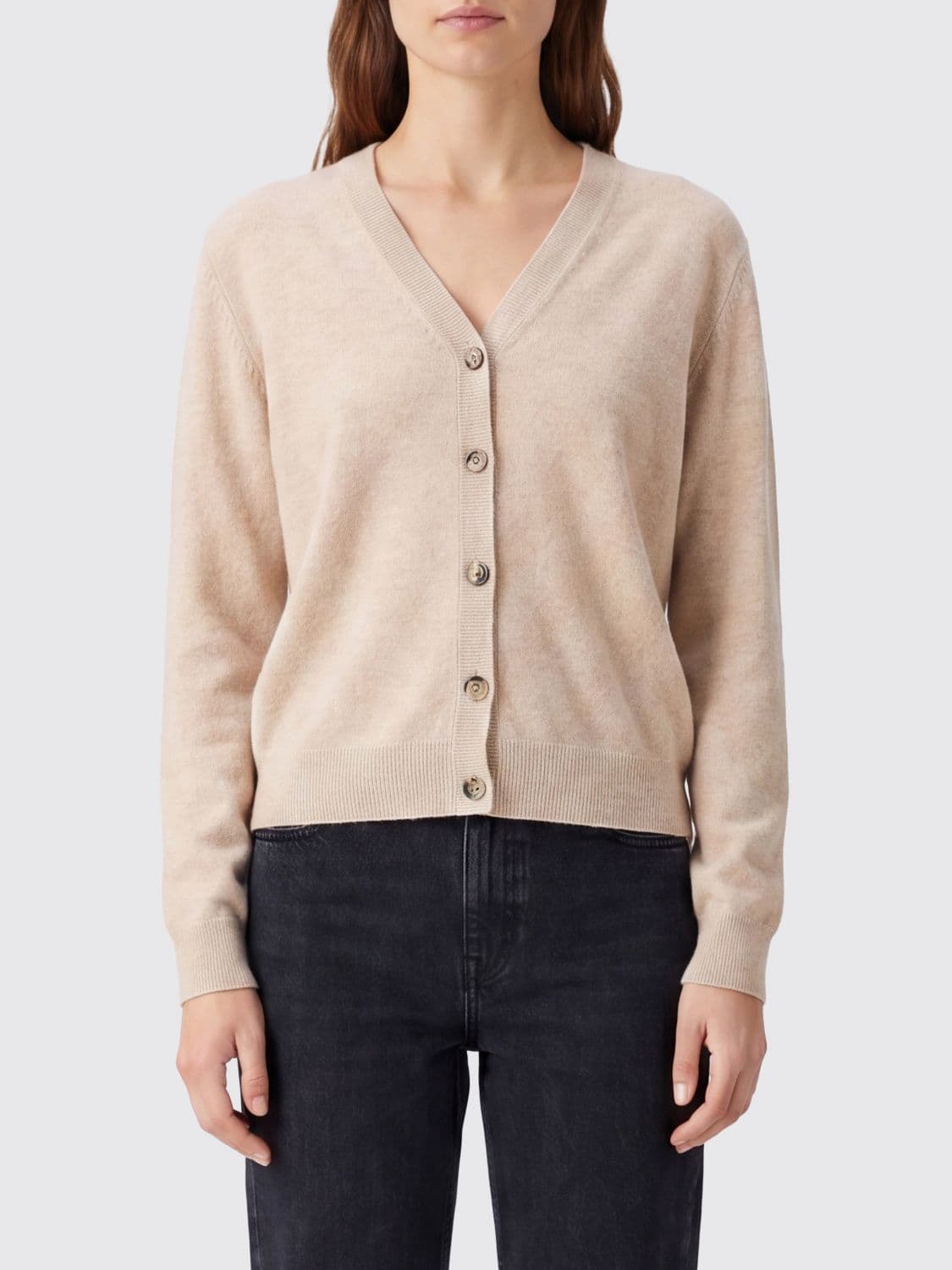 Allude 100% Cashmere V-Neck Cardigan with Patch Pockets · M