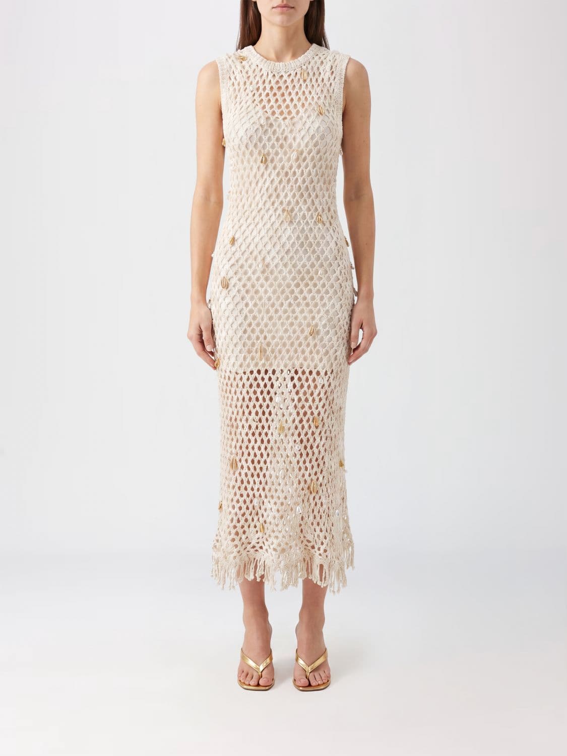 Simkhai Coralia Off-the-Shoulder Crochet Cotton-Blend Midi Dress · M