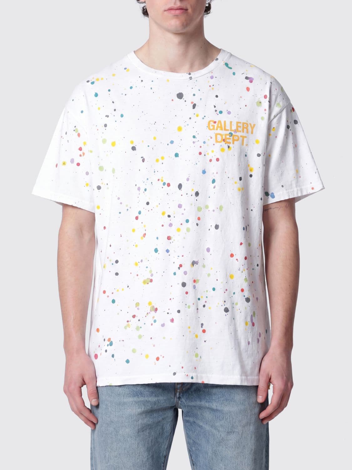 Gallery Dept. Printed Logo Cotton Crewneck T-Shirt with Dropped Shoulders