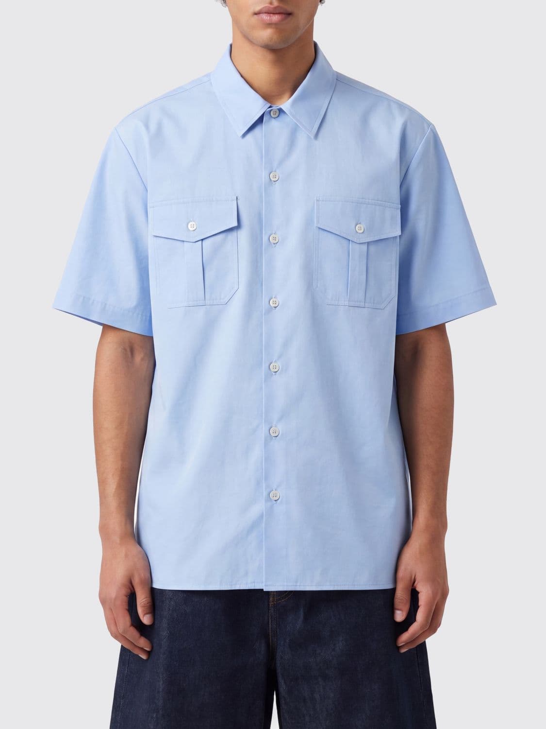 Mm6 Maison Margiela Striped Cotton Bowling Shirt with Short Sleeves