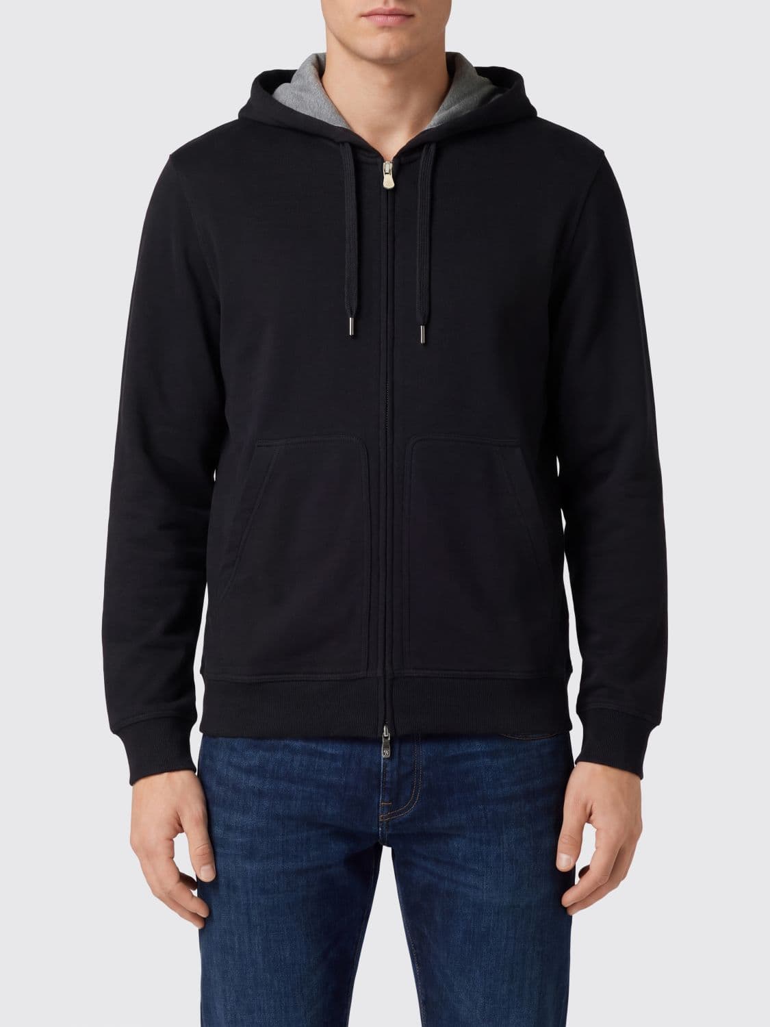 Brunello Cucinelli Full-Zip Cotton Hoodie with Drawstring