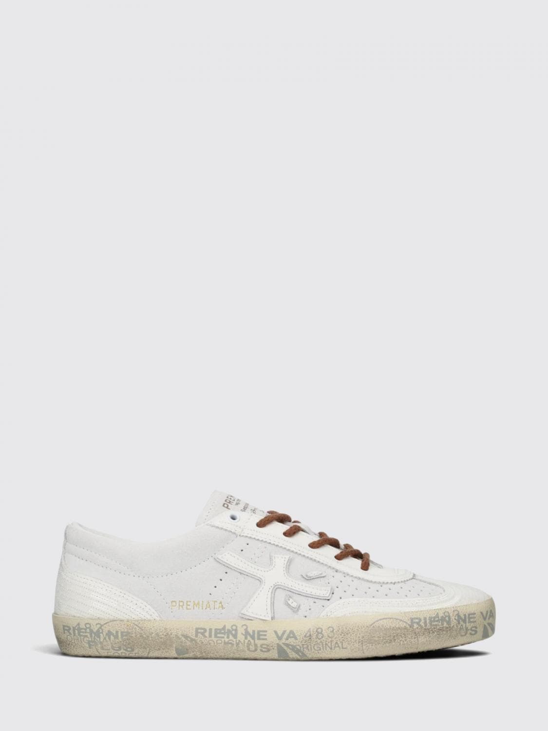 Premiata David Leather and Suede Low-Top Sneakers with Padded Ankle