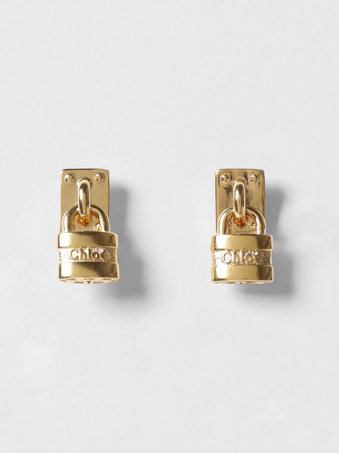 Chloé Padlock Charm Pendant Earrings in Brass · OS