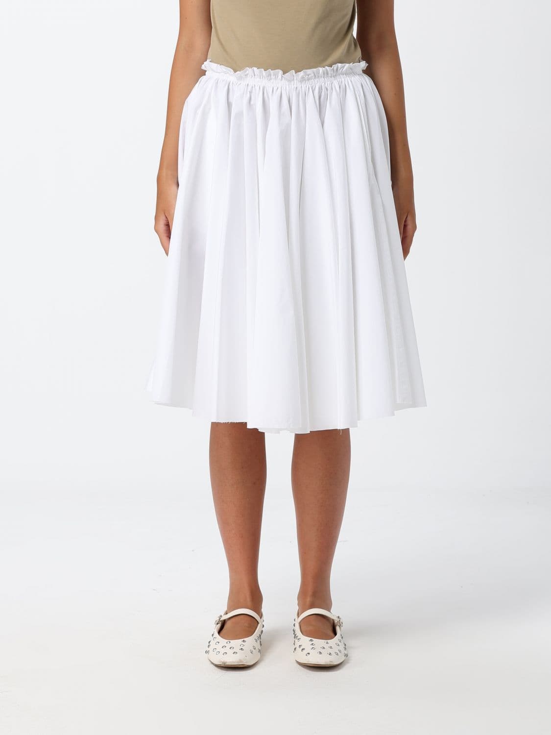 Ami Paris High-Waisted Pleated Cotton Mini Skirt