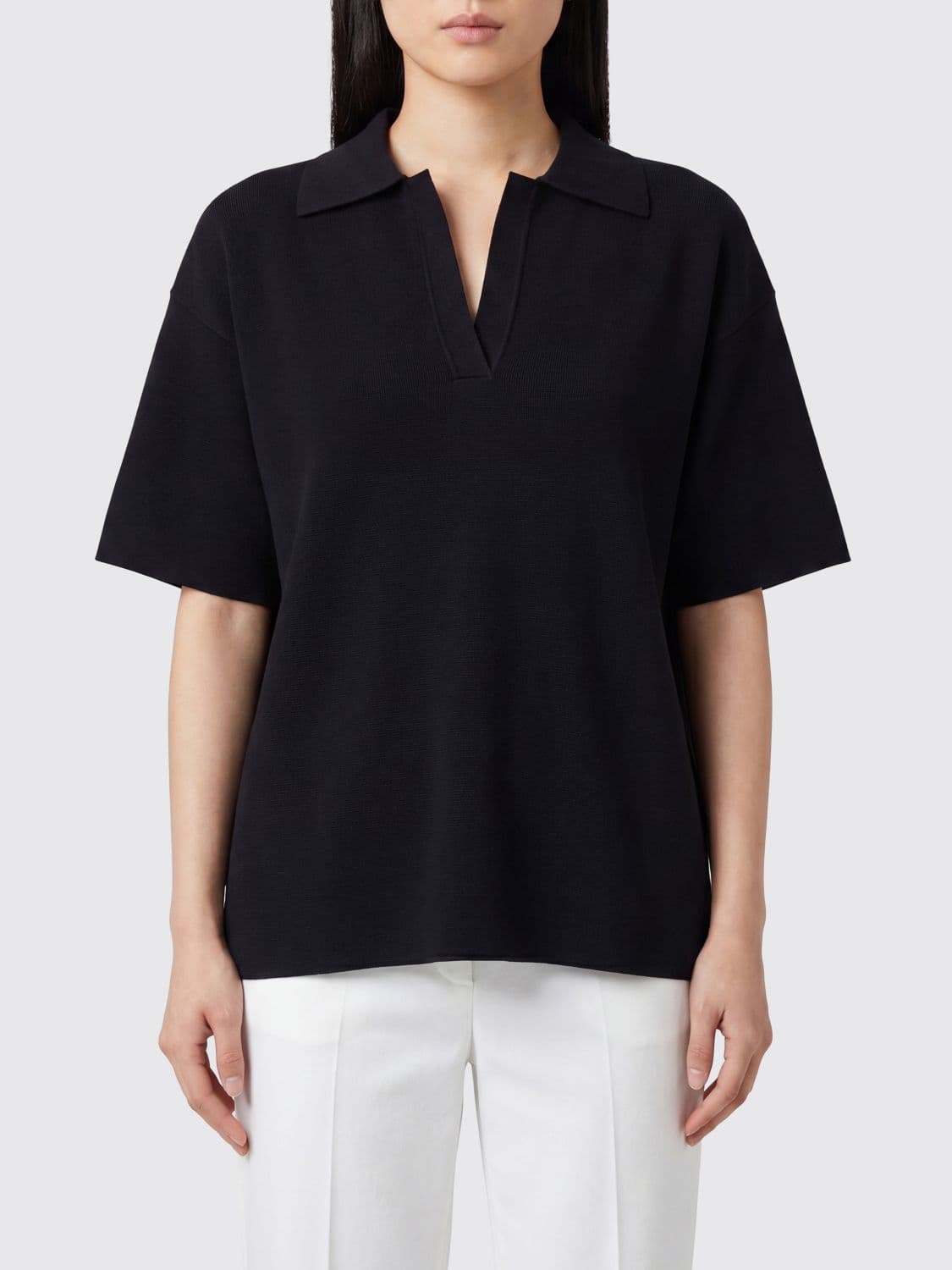 Parosh Dropped Shoulder Polo Shirt P. A.R. O.S. H. in Viscose Blend with V-Neck