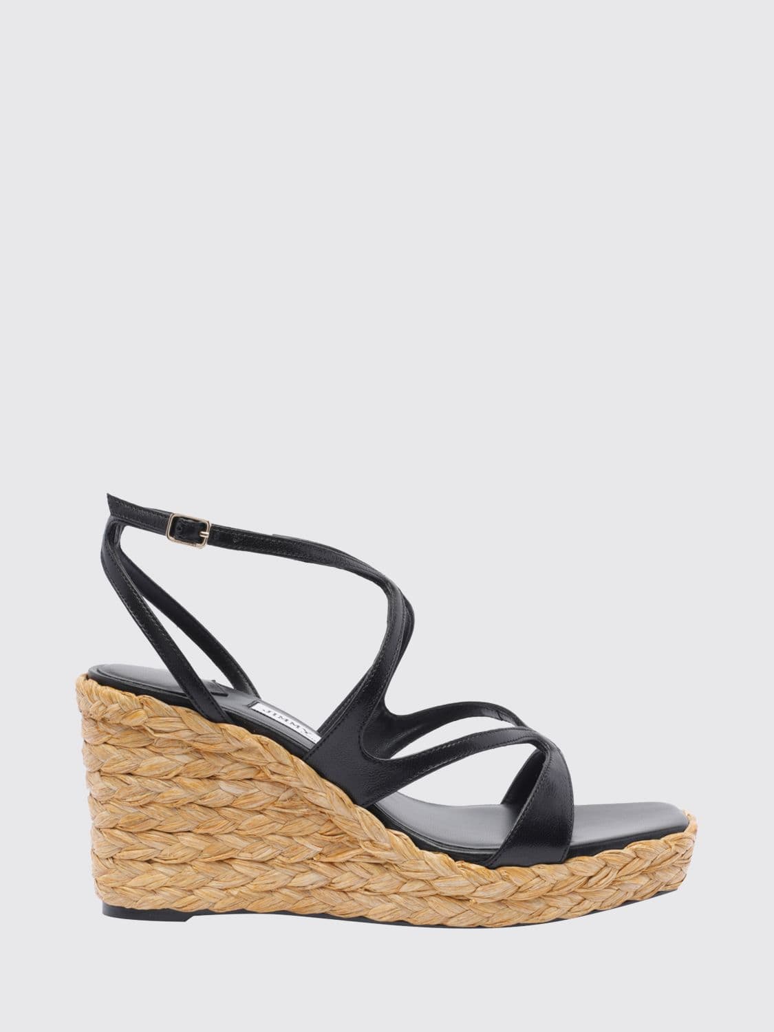Jimmy Choo Ayla Square-Toe Leather Wedge Sandals