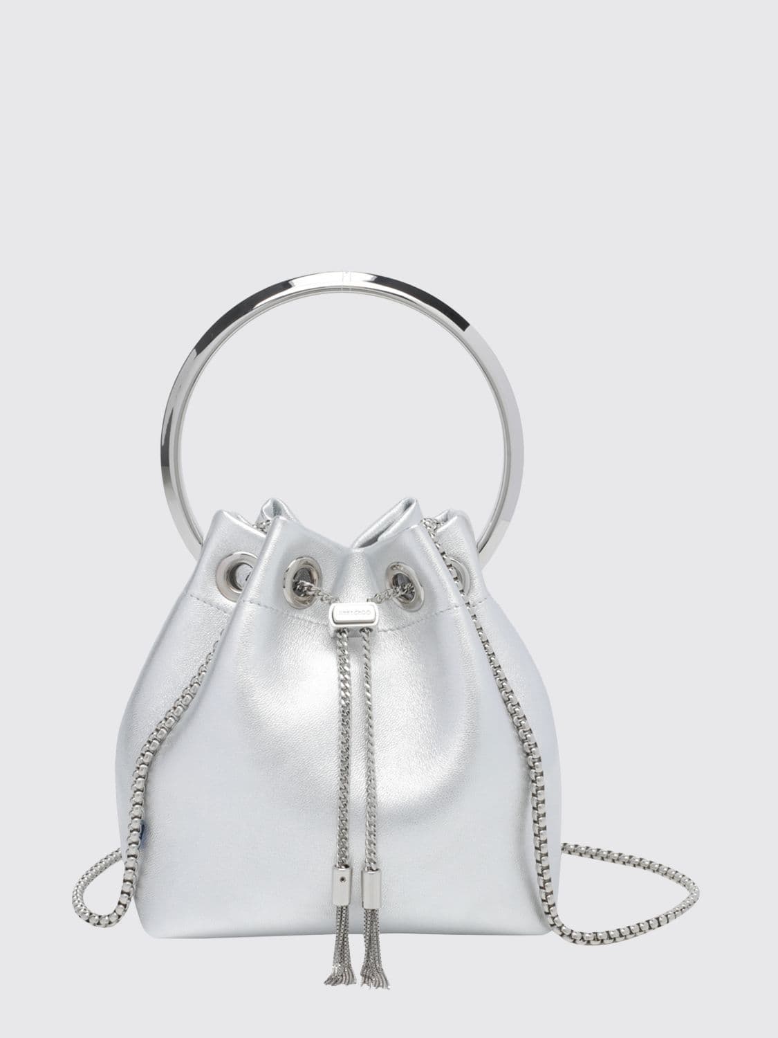 Jimmy Choo Bon Bon Mini Bag in Laminated Nappa with Metallic Handle · OS